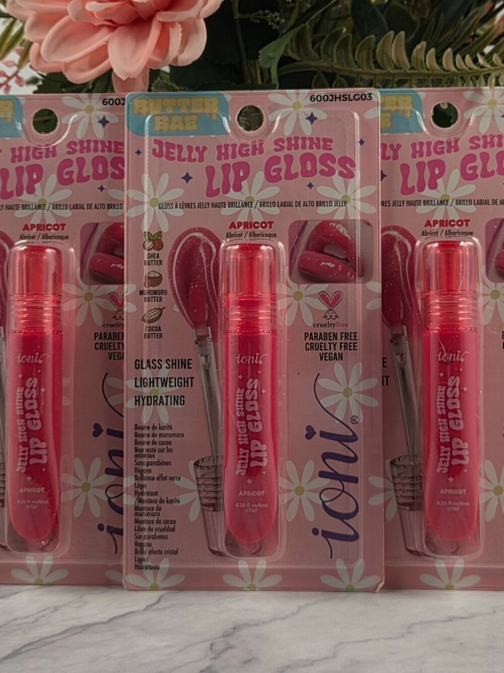 ioni Butter Bae Jelly High Shine Lip Gloss Apricot 3 Pack Lip Gloss New